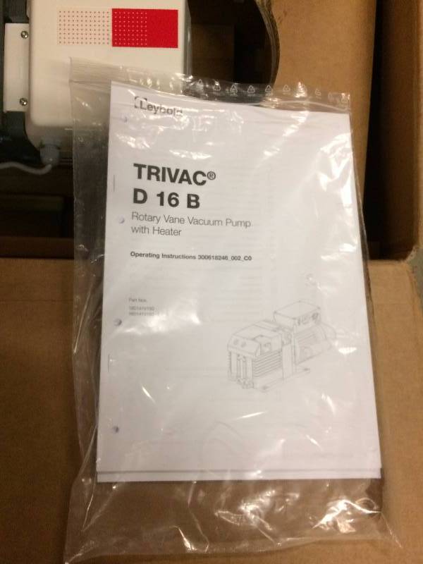 lot 12 image: Leybold Trivac D 16 B Rotary Vane Vacuum Pump with Heater - Found In Box Original Box - Not Sure If It Works