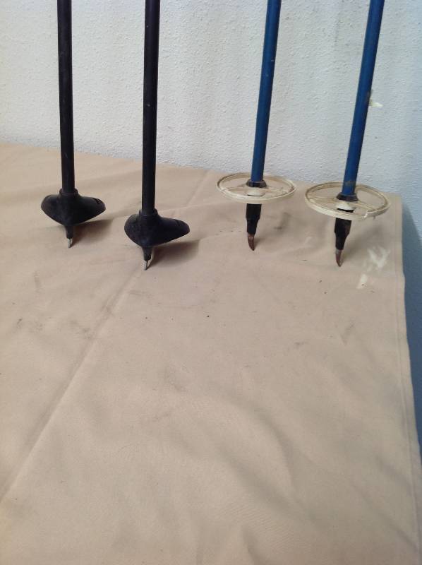 lot 73 image: Ski Poles - Excel and Trak Brand, A&T Brand, Fisher  two Pairs and Two Single Ski Poles- Excel, Scott, And Tomic Brands