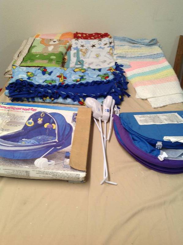 lot 86 image: Nine Baby Blankets- Three Crocheted - and a Bounenette