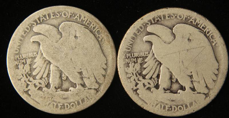 lot 10 image: 1918 & 1918-S WALKING LIBERTY SILVER HALF DOLLAR