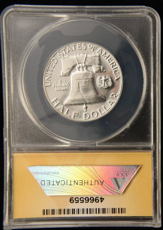 lot 11 image: 1961 PROOF FRANKLIN SILVER HALF DOLLAR PF66 ANACS