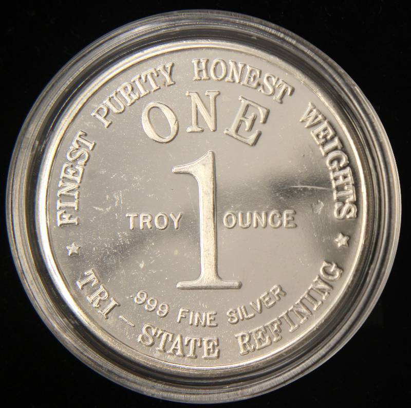 lot 14 image: 1 TROY OZ. .999 FINE SILVER 1976 TRI-STATE REFINING IN AIRTITE