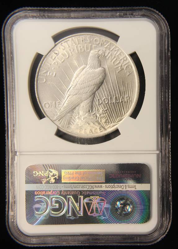 lot 18 image: 1922 PEACE SILVER DOLLAR MS62 NGC