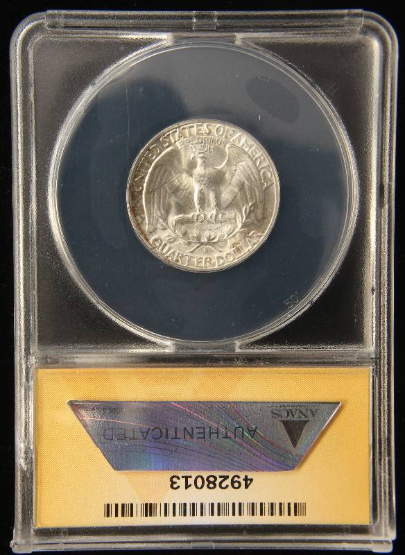 lot 39 image: 1952-S WASHINGTON SILVER QUARTER MS66 ANACS