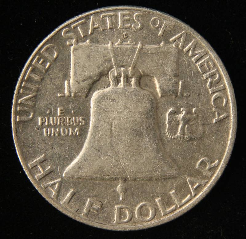 lot 41 image: 1958-D FRANKLIN SILVER HALF DOLLAR