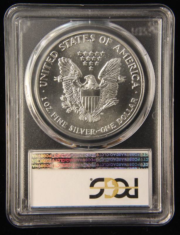 lot 48 image: 1989 AMERICAN SILVER EAGLE 1 TROY OZ. .999 FINE SILVER MS69 PCGS