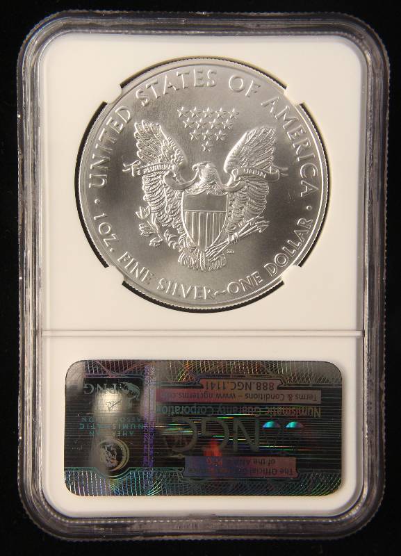 lot 49 image: 2011-S AMERICAN SILVER EAGLE 1 TROY OZ. .999 FINE SILVER DOLLAR MS70 NGC