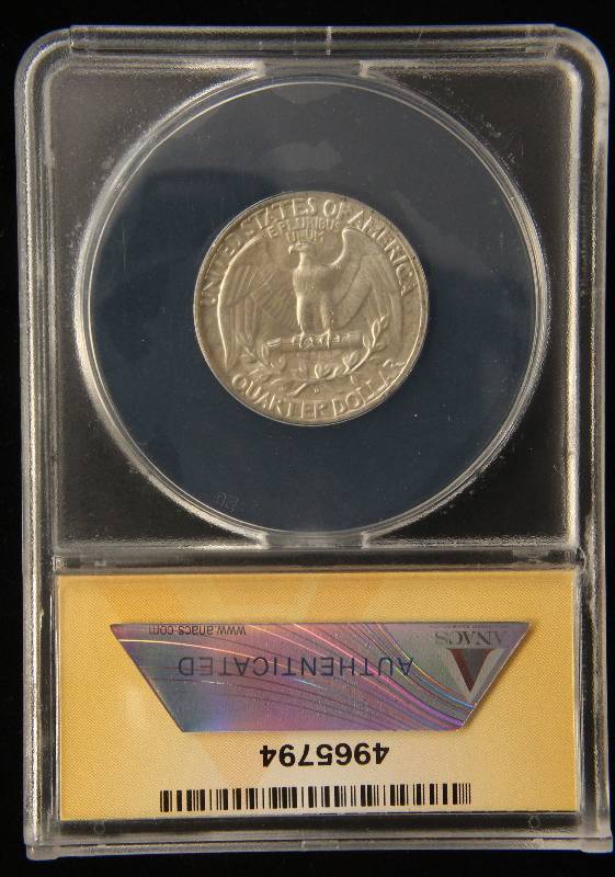 lot 64 image: 1952-D WASHINGTON SILVER QUARTER MS64 ANACS