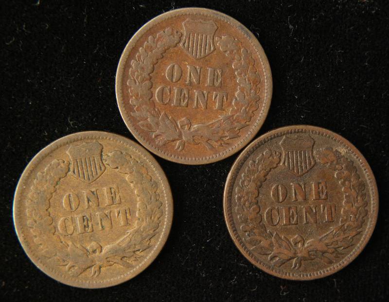 lot 70 image: 3 INDIAN HEAD CENTS 1891, 1895 & 1899 VG-F