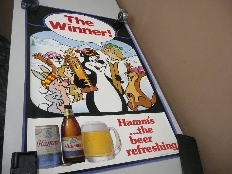 lot 18 image: VINTAGE UNUSED HAMMS BEER POSTER - SEE PICTURES
