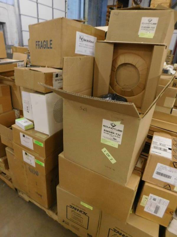Pallet Of Atlas Quam Sound Tube Ceiling Speakers And More Aei