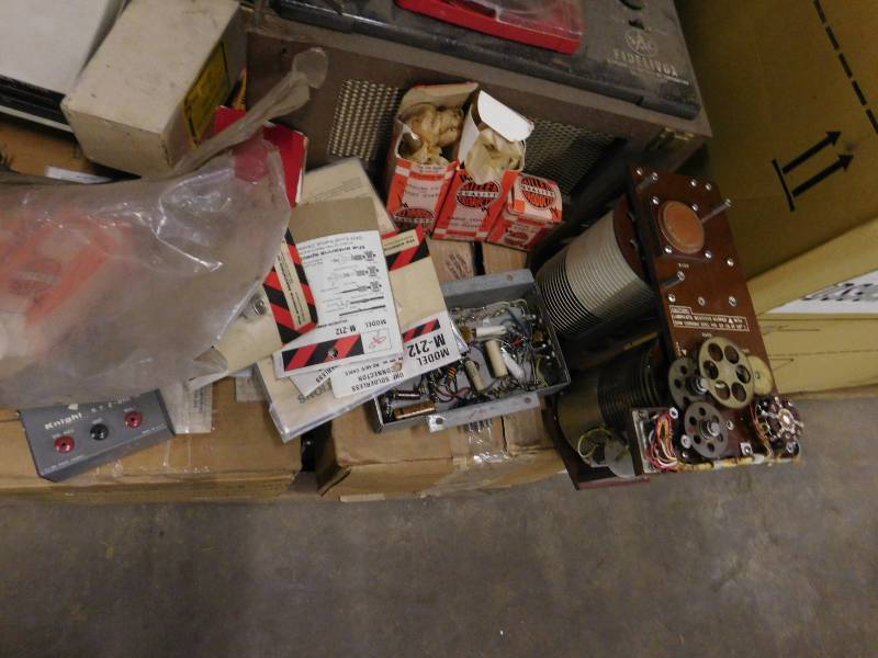lot 20 image: Misc. Pallet of Radio Coils, Manuals, Vintage Reel to Reel