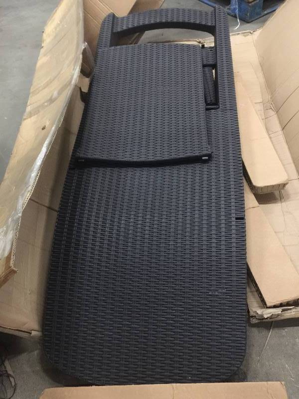 lot 8 image: Keter Pacific Chaise Sun Lounger 2-Pack Adjustable, Brown open box never used