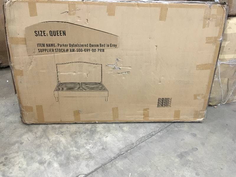 lot 51 image: Parker Upholstered Queen headboard only in Grey not used