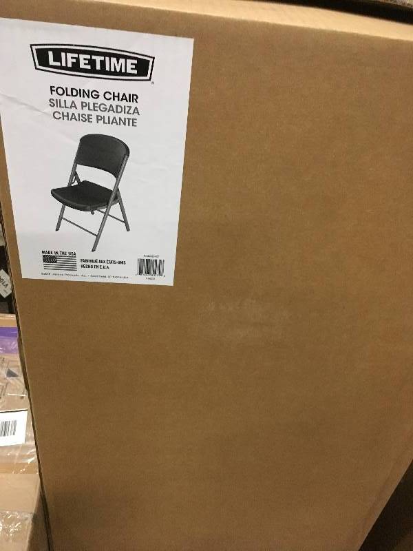 lot 58 image: Lifetime Folding Chairs, Black with Silver Frame - Pack of 4 New