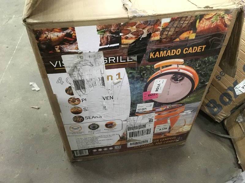 lot 59 image: Vision Grills Diamond-Cut Cadet Kamado Grill - 4 Grills in 1 open box nevr used