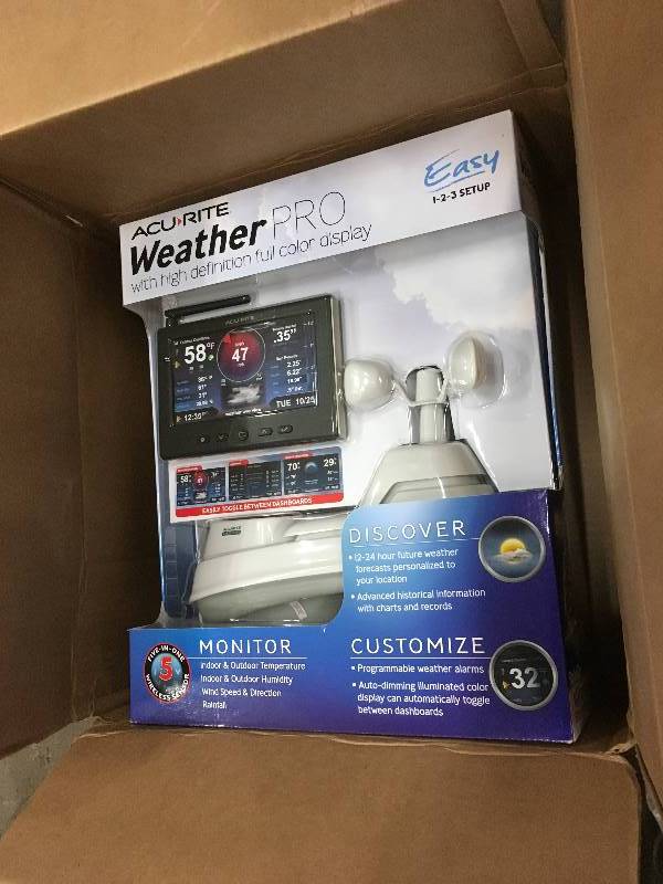 lot 62 image: Acurite Weather Pro with High Definition Full Color Display open box never used