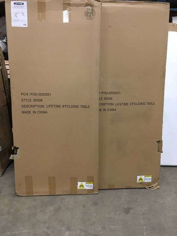 lot 71 image: Lifetime 6-Foot Folding Table - White Granite set of 2 not used