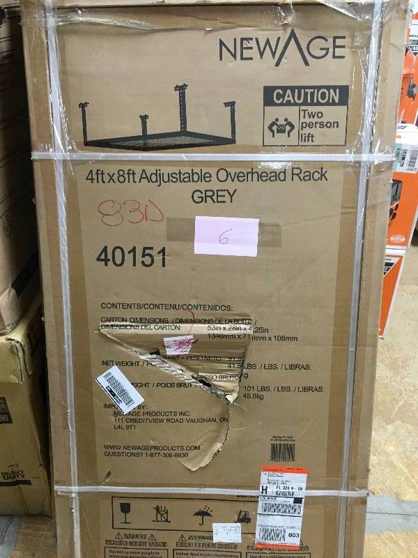 New Age Performance 96 in. L x 48 in. W x 42 in. H Adjustable VersaRac Ceiling Storage Rack in Gray
