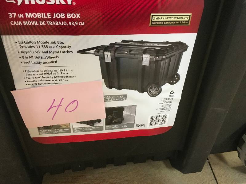 Husky 37 in Mobile Job Box not used missing  latch