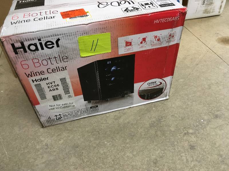 lot 11 image: Haier HVTEC06ABS 6-Bottle Ultra-Quiet Wine Cellar with Electronic Controls in working conditions not used