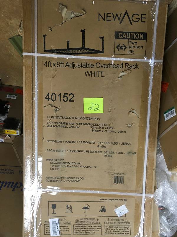 lot 22 image: NewAge Products Adjustable Width Ceiling Storage Rack not used