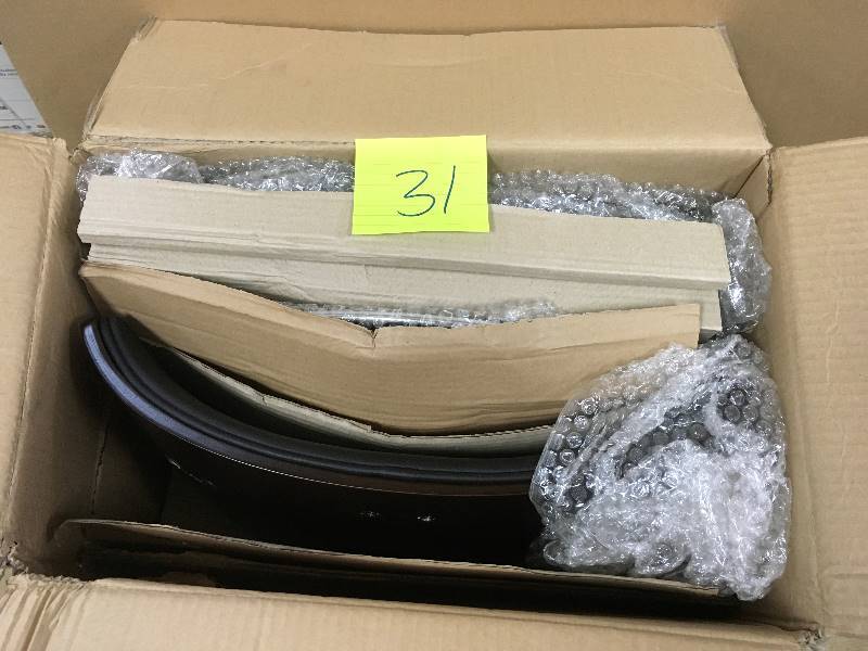 lot 31 image: Home Decorators Collection Classic Laminated Wood Bar Stool in Walnut and Black open box never used
