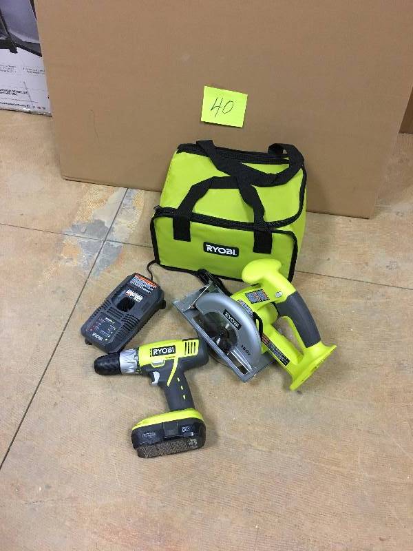 lot 40 image: Ryobi 18-Volt One Lithium-Ion Start Kit - Only 1 Battery in working conditions