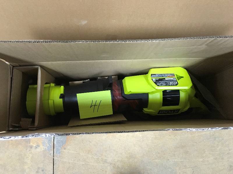 lot 41 image: Ryobi 110 MPH 480 CFM Variable-Speed Turbo 40-Volt Lithium-Ion Cordless Jet Fan Leaf Blower - Battery & Charger not Included open box never used