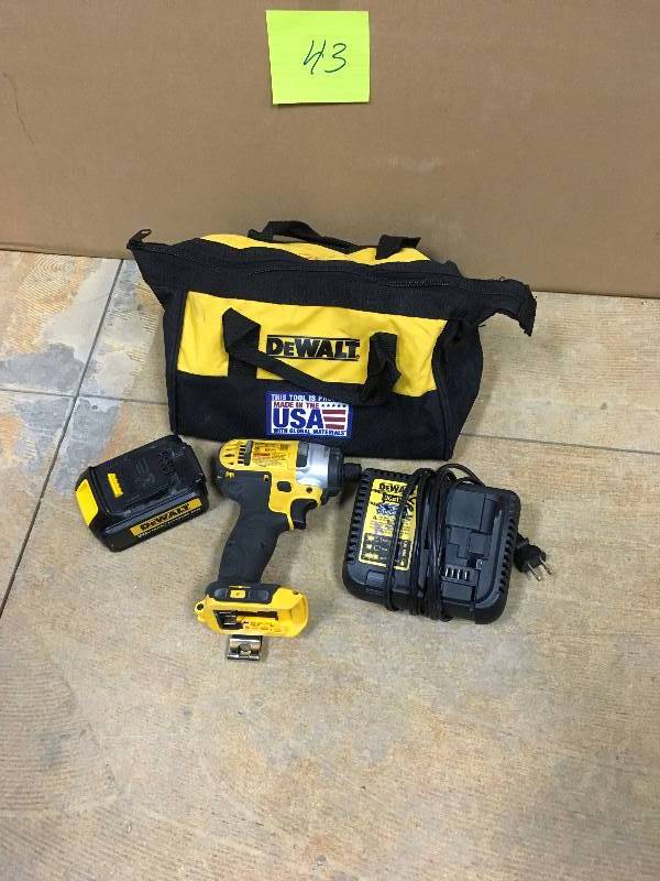 lot 43 image: DeWalt 20-Volt MAX 20V MAX Lithium-Ion 14 in. Hex Impact Driver Kit open box never used