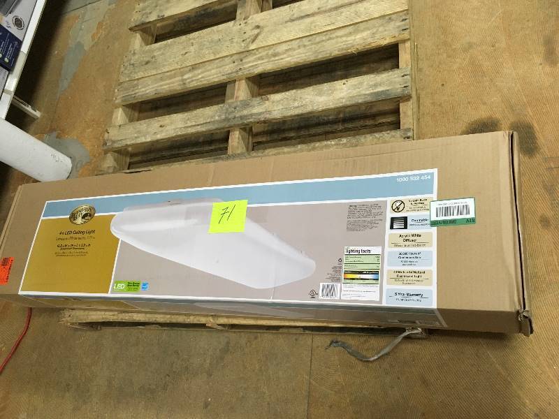 lot 71 image: Hampton Bay 4 ft x 1 ft. BrightCool White Rectangular LED Flushmount Ceiling Light Fixture Dimmable not used