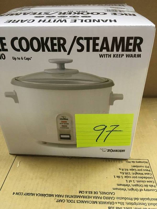 lot 97 image: Zojirushi White Rice CookerSteamer (3, 6, and 10 Cups) not used