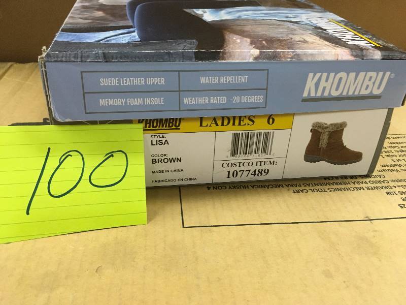 lot 100 image: Khombu Womens Lisa All Weather Boots Brown - Size 6 not used