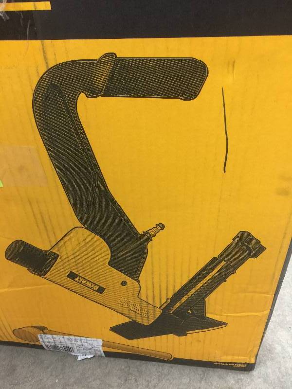 lot 109 image: DEWALT 2-in-1 Pneumatic 15.5-Gauge and 16-Gauge Flooring Tool open box never used