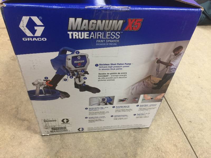 lot 112 image: Graco Magnum X5 Airless Paint Sprayer open box never used