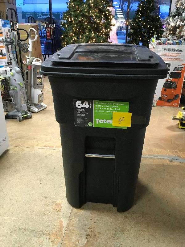 Toter Wheeled Trash Can 64 Gallon Polyethylene Granite, Green, Stone not used