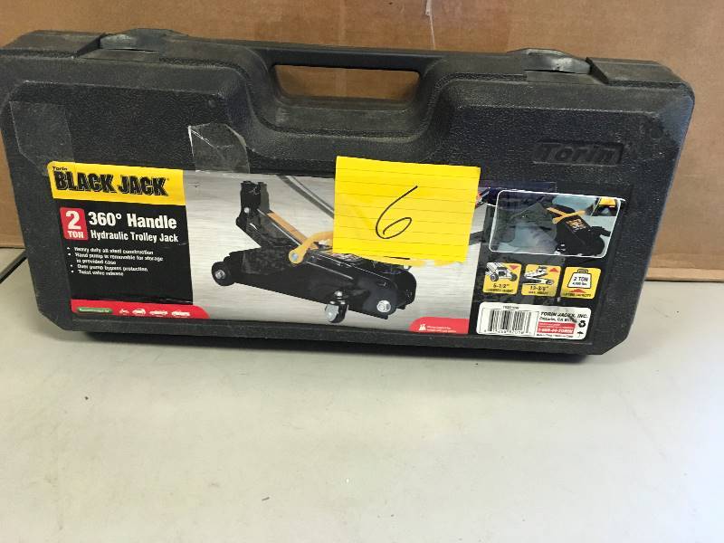 Torin Black Jack 2 Ton Hydraulic Trolley Jack with 360 Degree Rotation Handle in Case in working conditions