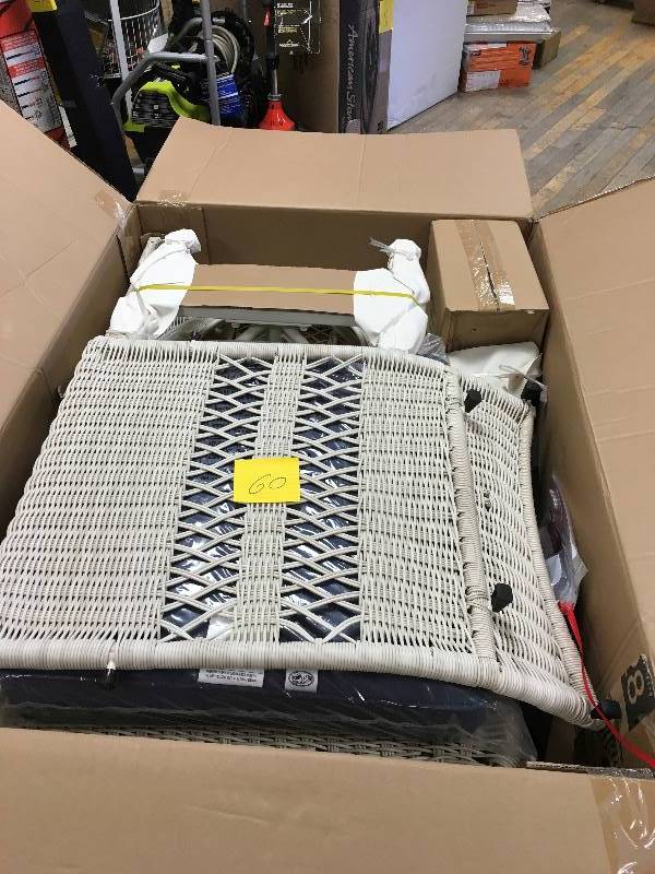 Park Meadows Swivel Rocker - White with Navy Cushions open box never used