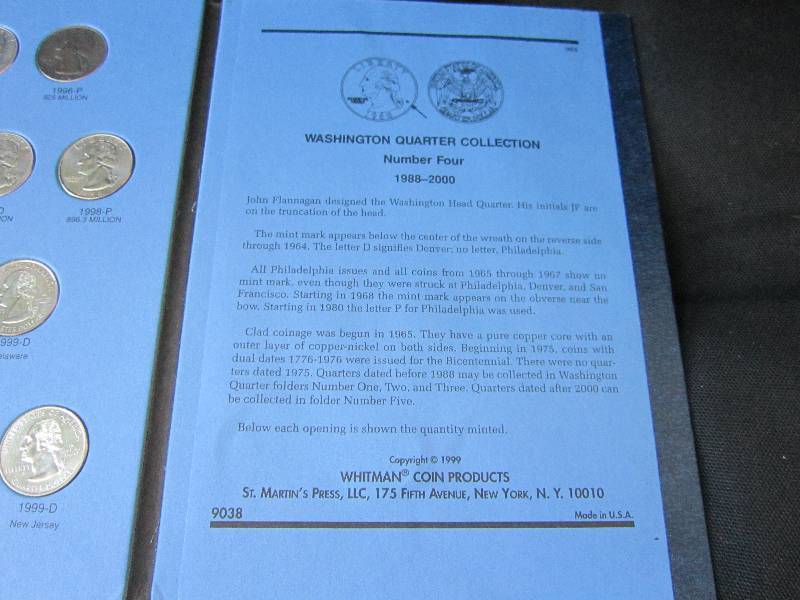 1988 2000 Washington Quarter Book Coin Collector - 