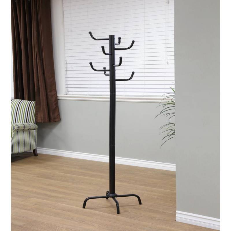 lot 112 image: MegaHome Black 8-Hook Coat Rack ope...