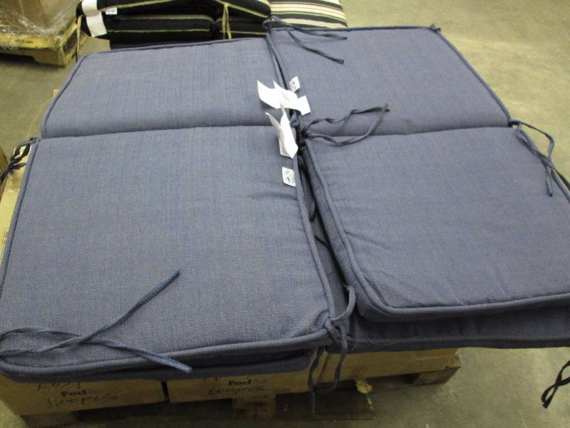 lot 3 image: Lot of 4 Hampton Bay Blue Chair Cus...