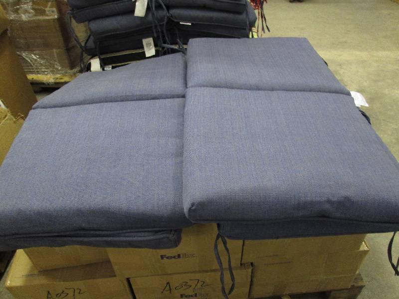 lot 14 image: Lot of 4 Hampton Bay Blue Chair Cus...