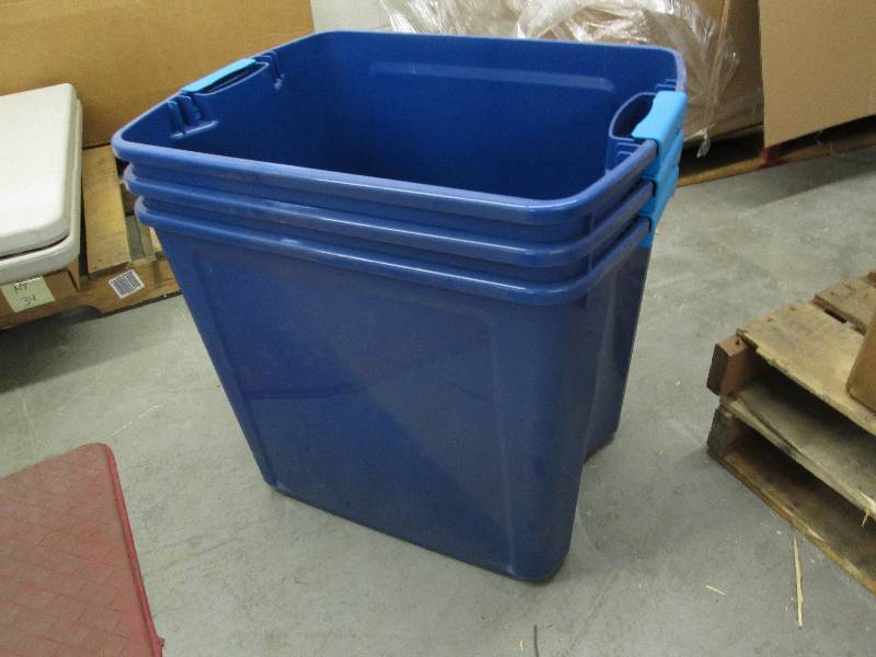 lot 37 image: Lot of 3 Sterilite 26 Gallon Totes-...