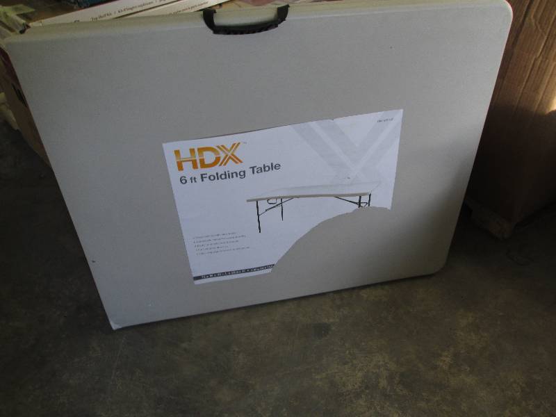lot 159 image: HDX Earth Tan 6 ft Folding Table op...