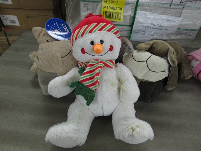 lot 169 image: Snowman Plush, 2 Animal Fleece Blan...