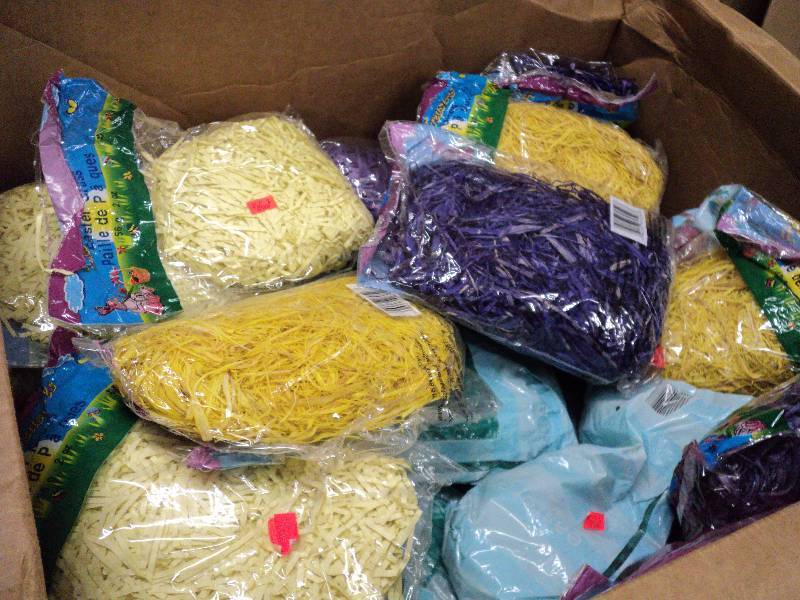 lot 53 image: Box of Easter grass and Christmas d...