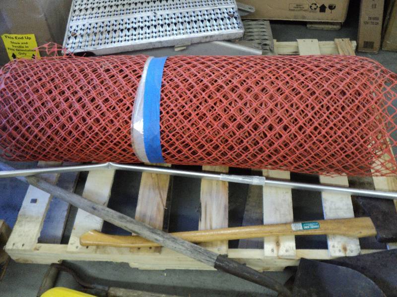 lot 138 image: Snow fence, sleds, shovels, misc....