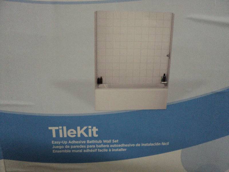 lot 211 image: tile kit, easy-up adhesive wall set...