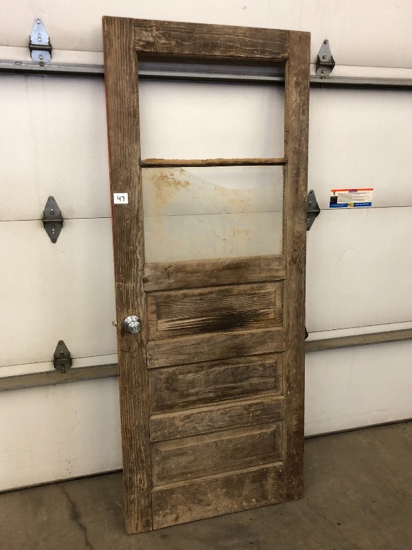 lot 47 image: Vintage 32 Wooden Door With Glas W...
