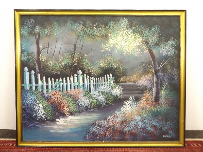 lot 4 image: HUGE Signed Esther Oil on Canvas Painting